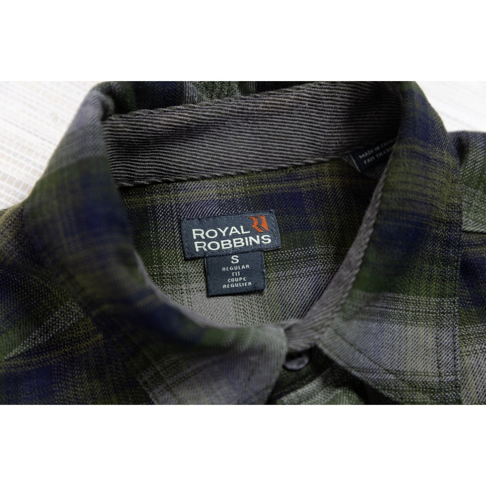 Royal Robbins Mens Plaid Flannel Shirt Green Navy Blue Long Sleeve Small Regular - Picture 6 of 8
